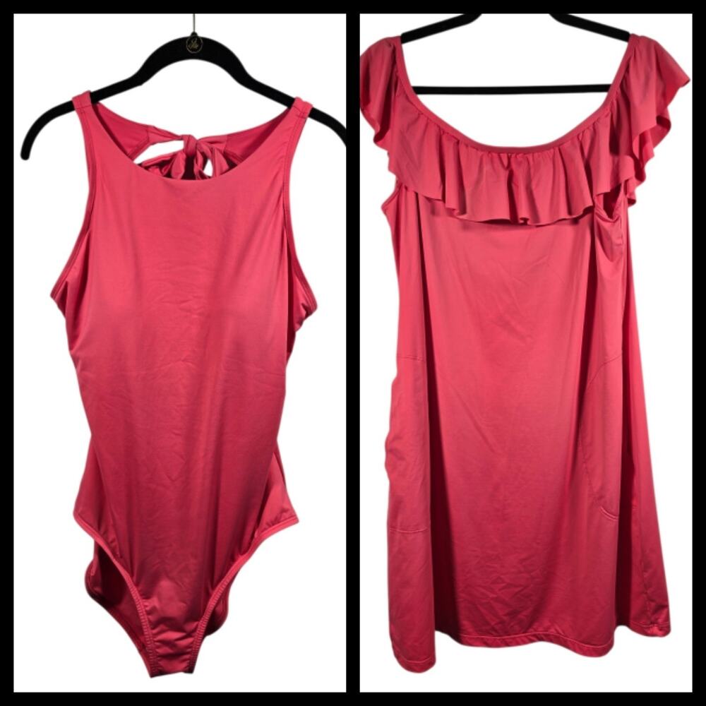 Tommy Bahama Pearl Swimsuit (14) & Cover Up (L) Set Coral Pink Size 14/ Large